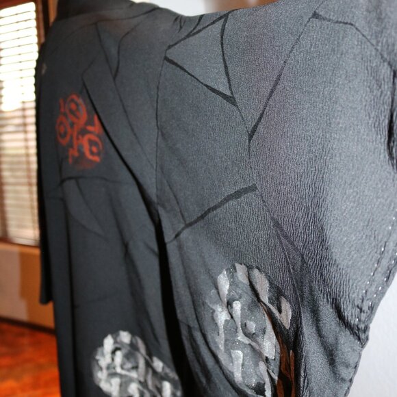 Japanese Haori Jacket - Antique Haori Silk Kimono Jacket Black - Picture 8 of 16
